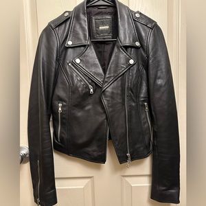 ZARA Genuine Leather Motorcycle Jacket TRF Size S